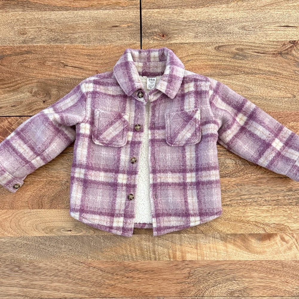 Carter's Purple and Cream Plaid Jacket Shacket 24 Months Gender Neutral